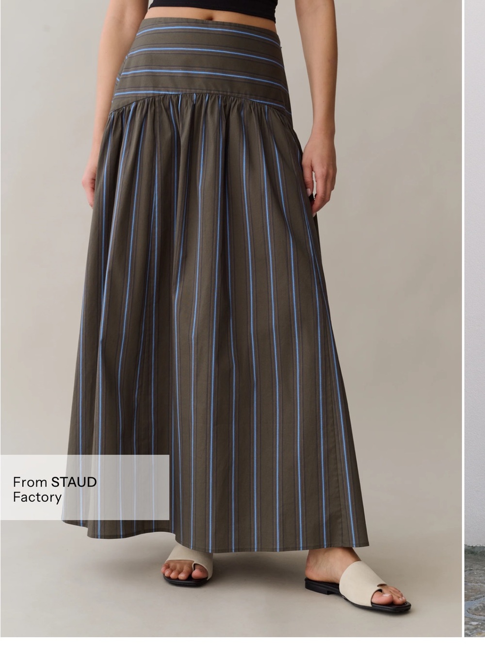 NWT CAARA Vashti Earthy Stripe Cotton Staud Factory Few Moda Skirt 2 - Picture 2 of 8